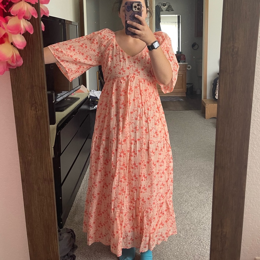 Polagram Coral Floral Maxi Dress